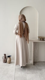 Nola Detaylı Scuba Elbise - Taş - Görsel 3