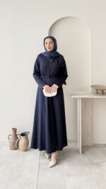 Nola Detaylı Scuba Elbise - Lacivert