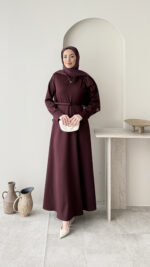 Nola Detaylı Scuba Elbise - Bordo