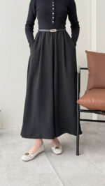 Etekli Pantalon - Siyah - Görsel 2