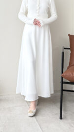 Niva Saten Etek - Beyaz