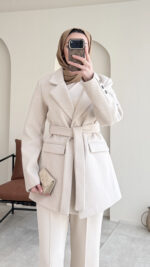 Kaşe Blazer - Taş - Görsel 6