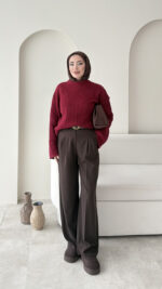 Elora Triko Kazak - Bordo - Görsel 4