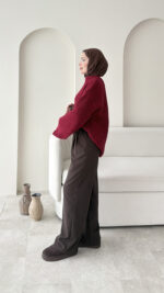 Elora Triko Kazak - Bordo - Görsel 5