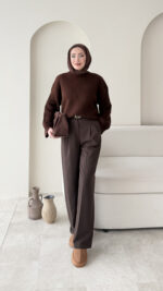 Elora Triko Kazak - Kahve - Görsel 3