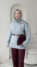 Hola Triko Kazak - Gri - Görsel 2