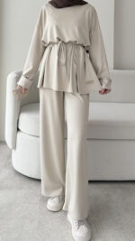 Berli Düğmeli Oyşo Takım - Taş - Görsel 5