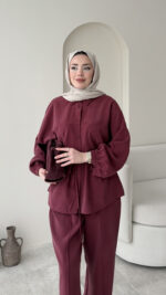 Mayra Tensel Takım - Bordo - Görsel 5