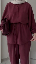 Mayra Tensel Takım - Bordo - Görsel 6