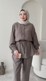 Mayra Tensel Takım - Vizon - Görsel 4