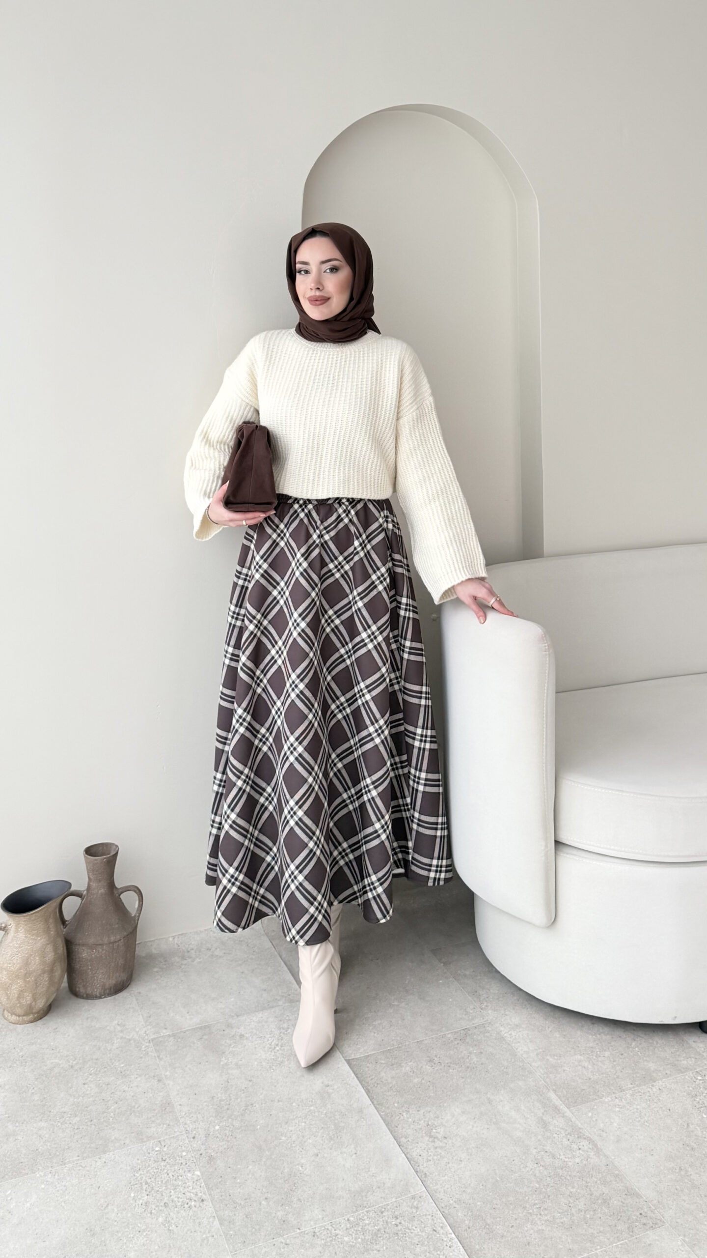 1766666161_0_694d2fb12348c.jpg Ekose Scuba Etek - Kahve - Görsel 1