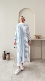 Uzun Çizgili Tunik - Mavi