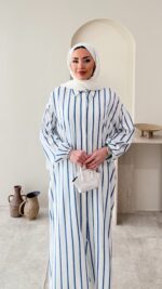 Uzun Çizgili Tunik - Mavi - Görsel 4