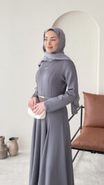 Liora Pensli Scuba Elbise - Antrasit - Görsel 5