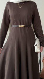 Liora Pensli Scuba Elbise - Acı Kahve - Görsel 6