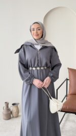 Elen Zincirli Scuba Elbise - Antrasit - Görsel 4