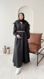 Elen Zincirli Scuba Elbise - Siyah