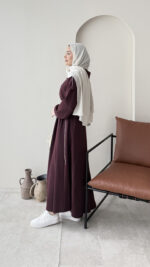 Elen Zincirli Scuba Elbise - Bordo - Görsel 2