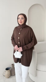 Efsun Triko Hırka - Kahve - Görsel 2