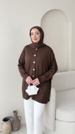 Efsun Triko Hırka - Kahve - Görsel 3