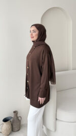 Efsun Triko Hırka - Kahve - Görsel 4