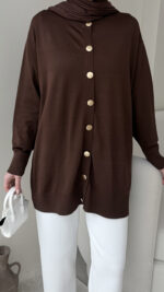 Efsun Triko Hırka - Kahve - Görsel 7