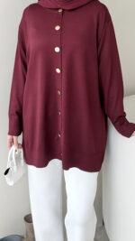 Efsun Triko Hırka - Bordo - Görsel 3