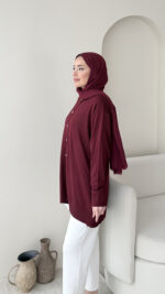 Efsun Triko Hırka - Bordo - Görsel 5