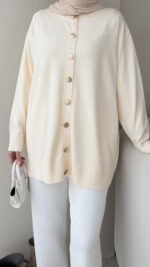 Efsun Triko Hırka - Krem - Görsel 3