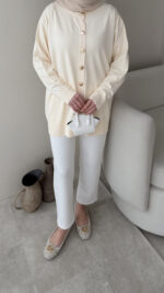 Efsun Triko Hırka - Krem - Görsel 4