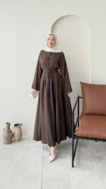 Elvis Bağlamalı Elbise - Koyu Kahve