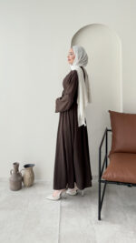 Elvis Bağlamalı Elbise - Koyu Kahve - Görsel 2