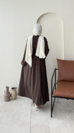 Elvis Bağlamalı Elbise - Koyu Kahve - Görsel 3