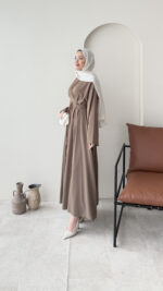 Elvis Bağlamalı Elbise - Vizon - Görsel 2