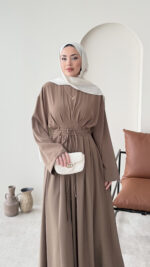 Elvis Bağlamalı Elbise - Vizon - Görsel 4