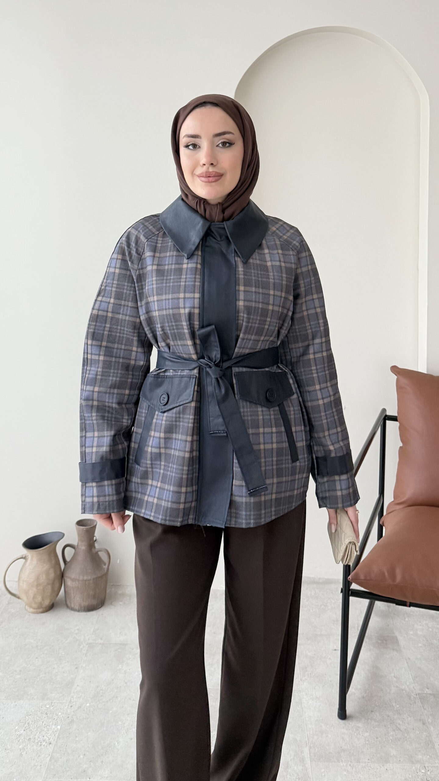 1767814181_0_695eb425aecd0.jpg Ekose Ceket - Lacivert - Görsel 1