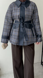 Ekose Ceket - Lacivert - Görsel 3