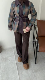 Ekose Ceket - Mor - Görsel 4