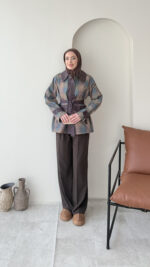 Ekose Ceket - Mor - Görsel 5