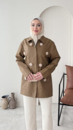 Flower Ceket - Camel