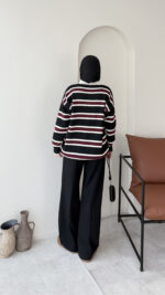 Dora Çizgili Triko Kazak - Siyah - Görsel 6