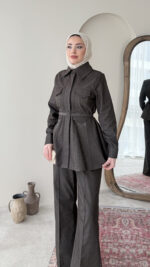 Midin Denim Takım - Kahve - Görsel 5