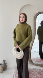 Hola Triko Kazak - Yağ Yeşili - Görsel 2