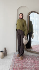 Hola Triko Kazak - Yağ Yeşili - Görsel 4