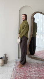 Hola Triko Kazak - Yağ Yeşili - Görsel 5