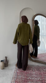 Hola Triko Kazak - Yağ Yeşili - Görsel 6