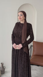 Moon Tasarım Elbise - Acı Kahve ( Ön Sipariş tedarik süreci 20 gündür ) - Görsel 4