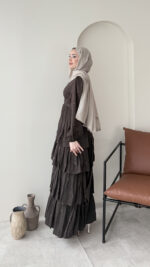 Kasra Tasarım Elbise - Kahve - Görsel 2