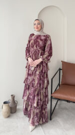 Viona Tasarım Elbise - Mürdüm