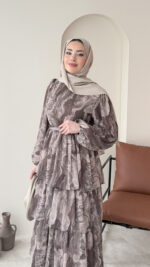 Viona Tasarım Elbise - Vizon - Görsel 5